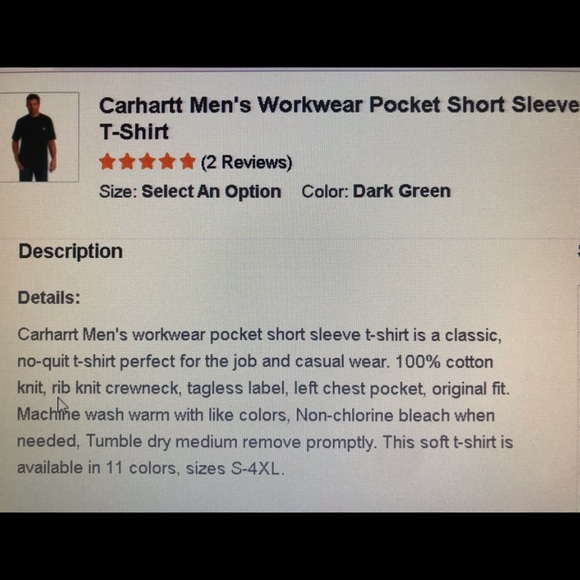 New Carhartt men’s workwear pocket ss T-shirt - Picture 12 of 12